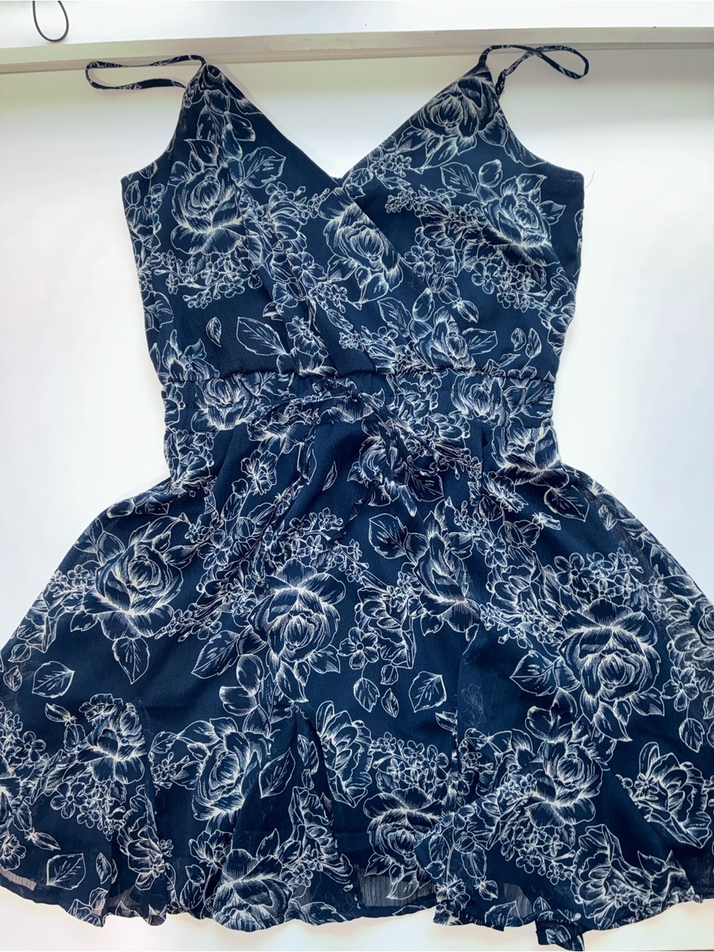 Navy blue floral babydoll dress